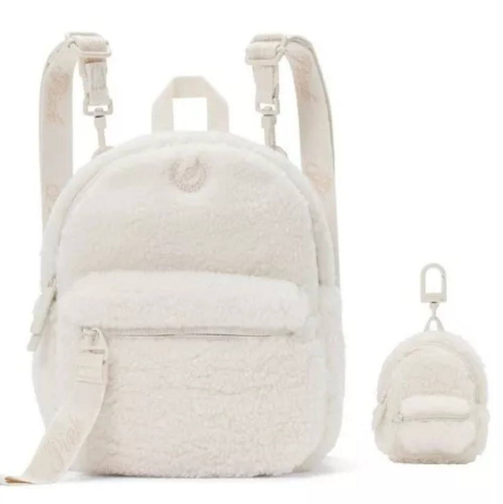 VICTORIA'S SECRET PINK White cozy Canvas Backpack and Keychain